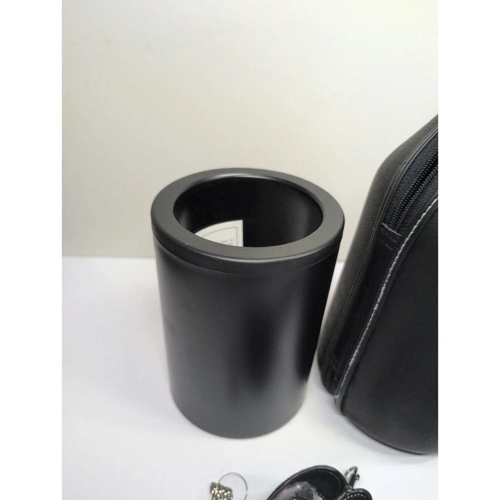 GENUINE‎ BLK LEATHER CaddyO Wine Bottle Caddy / Carrier w/Accessories - No Box